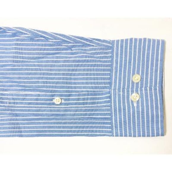 Michael Kors Mens Blue Striped Collared Button Down Dress Shirt Sz M New - Picture 5 of 9